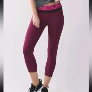 Lululemon Run Inspire Crop 11 4 Lulu Leggings Dashing Purple Ace Spot Magnenta